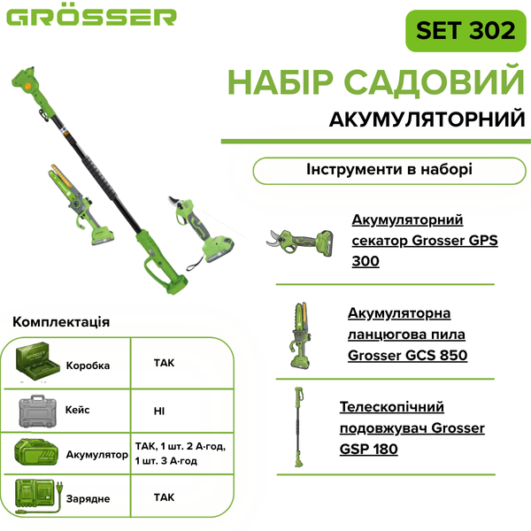 Набор садовый аккумуляторный Grosser SET 302 G0236 фото