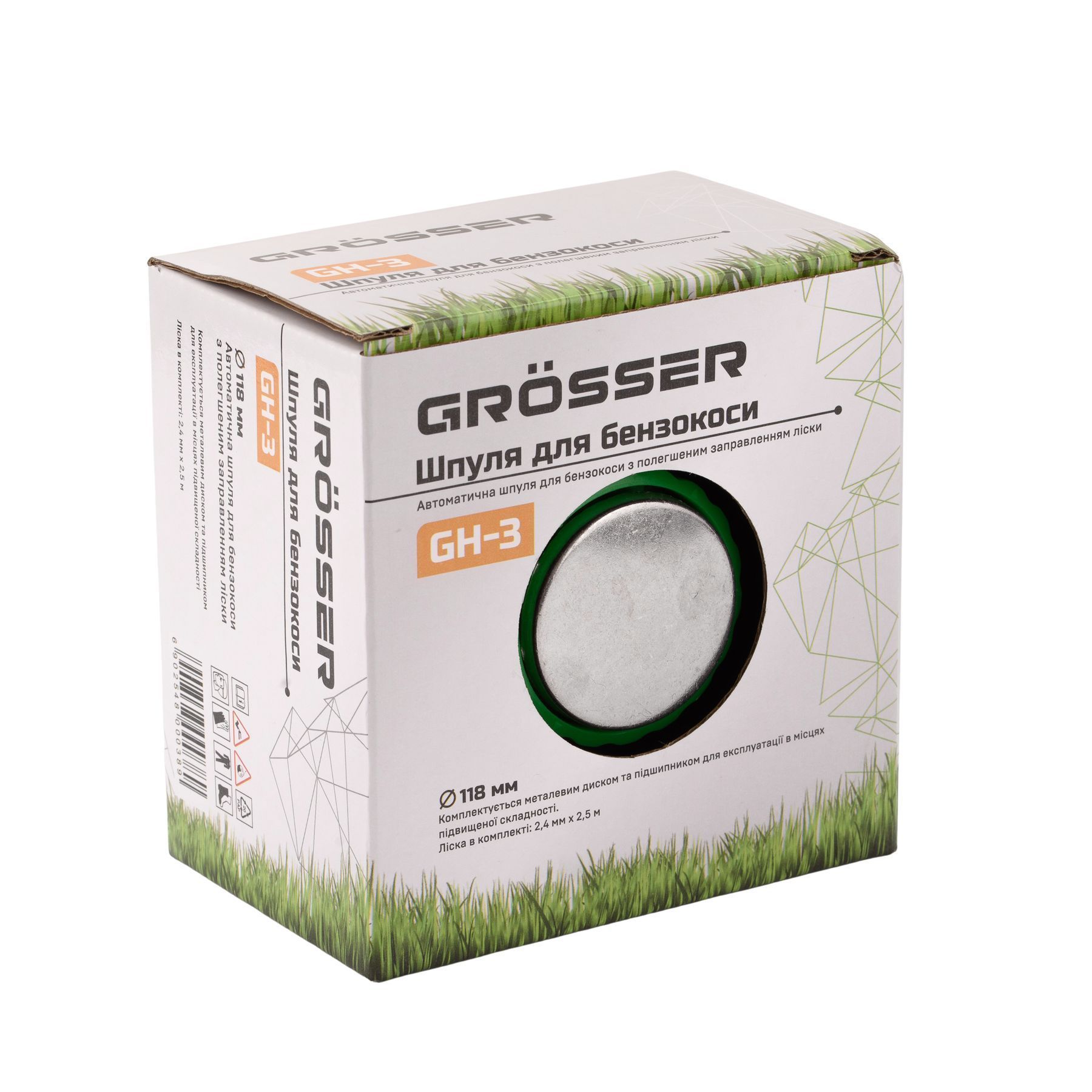 Шпуля для бензокосы Grosser GH 3 Ø 118 мм Леска в комплекте: 2.4